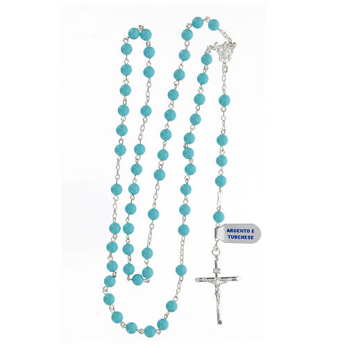 925 silver rosary with turquoise beads, hard stone 6 mm with Mary centerpiece 4