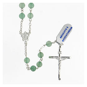 Rosary with beads in green aventurine 6 mm 925 silver