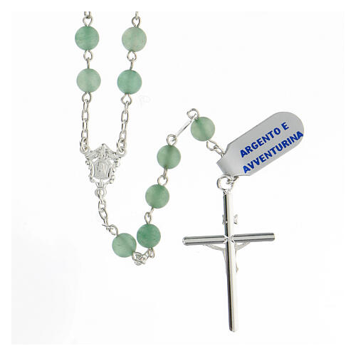 Rosary with aventurine green beads 6 mm 925 silver 2