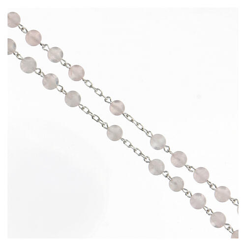 Rose quartz rosary 6 mm beads tubular cross 925 silver 3