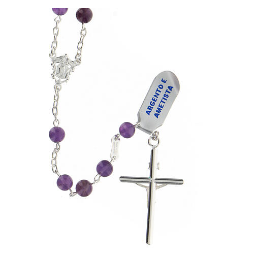 Rosary with spherical beads in violet amethyst 6 mm 925 silver 2
