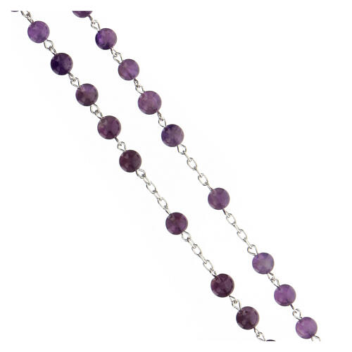 Rosario granos amatista violeta 6 mm esféricos plata 925 3