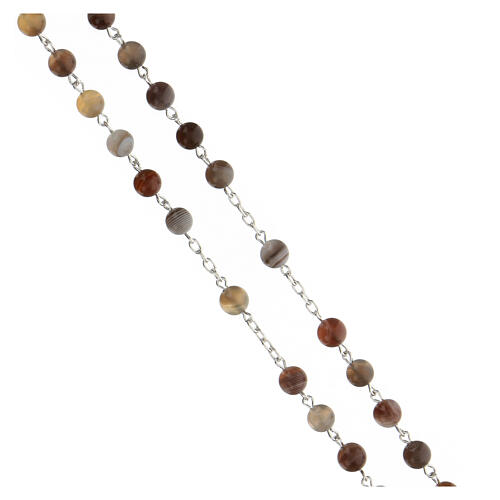 Botswana agate rosary beads 6 mm silver 925 tubular cross 3