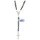 Rosary in 925 silver hematite beads 6 mm Miraculous cross s1