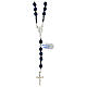Rosary necklace of 925 silver with blue hematite beads of 6 mm and Miraculous Medal s1