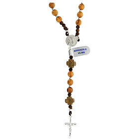 Rosary of 925 silver with olivewood 6 mm beads and crosses with Chi-Rho