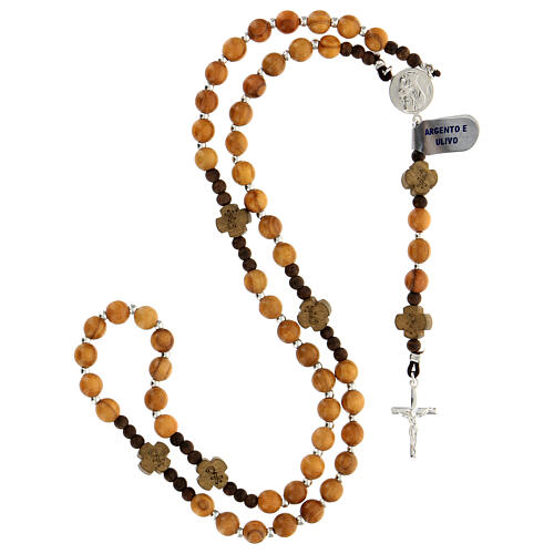 Rosary of 925 silver with olivewood 6 mm beads and crosses with Chi-Rho 4