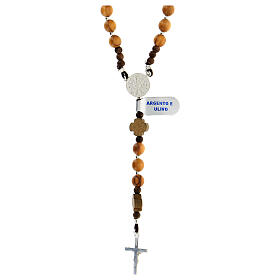 Rosary in 925 silver olive beads Chi Rho crosses 6 mm