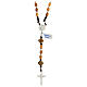 Rosary of 925 silver with oval olivewood beads, crosses with Chi-Rho and Saint Benedict crucifix s1