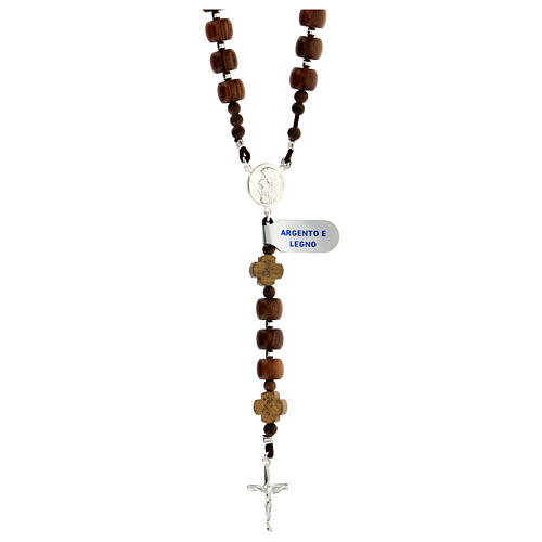 Rosary of 925 silver with cylindrical beads of 7x9 mm and crosses with Chi-Rho 1