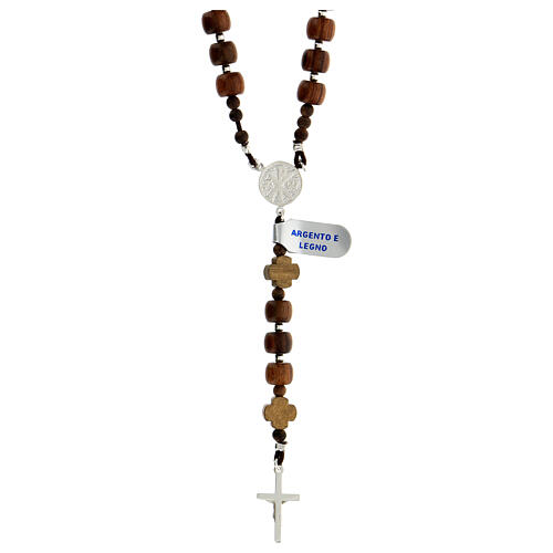 Rosary of 925 silver with cylindrical beads of 7x9 mm and crosses with Chi-Rho 2