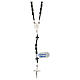 Rosary necklace of 925 silver, black hematite 6 mm prisms, cylinders and crosses, Miraculous Medal s2