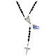Rosary of 925 silver and black crystal, 4 mm beads and Miraculous Medal s1