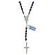 Rosary of 925 silver with Miraculous Medal, 4x3 mm blue crystal beads and black hematite s1