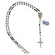 Rosary of 925 silver with Miraculous Medal, 4 mm white crystal beads and black hematite s4