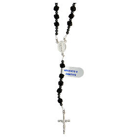 Rosary of 925 silver with black and grey hematite beads and Miraculous Medal
