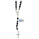 Rosary of 925 silver with black and grey hematite beads and Miraculous Medal s1
