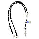 Rosary of 925 silver with black and grey hematite beads and Miraculous Medal s4