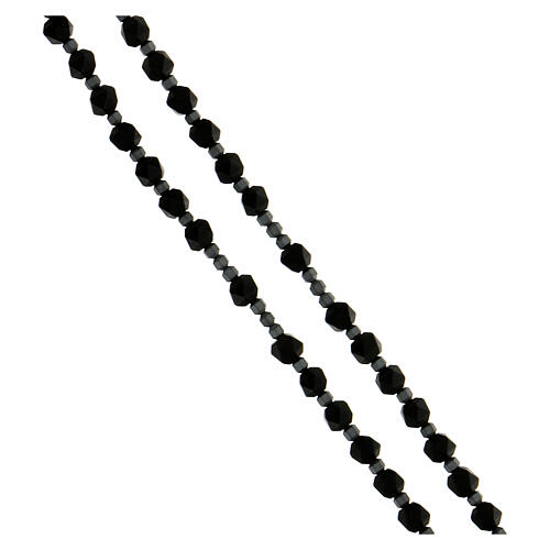 925 silver rosary black gray hematite Miraculous Mary 6 mm 3