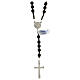 Rosary of 925 silver with 6x6 mm black satin glass beads and Saint Joseph medal s1