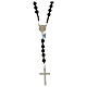 Rosary of 925 silver with 6x6 mm black satin glass beads and Saint Joseph medal s2