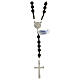 925 silver rosary with glass black satin cube St Joseph 6x6 mm s1