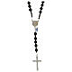925 silver rosary with glass black satin cube St Joseph 6x6 mm s2