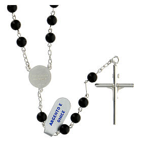 Rosary of 925 silver with 6 mm black onyx beads and Saint Joseph medal