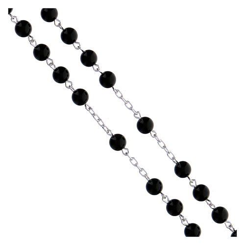 Rosary of 925 silver with 6 mm black onyx beads and Saint Joseph medal 3