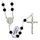 Rosary of 925 silver with 6 mm black onyx beads and Saint Joseph medal s1