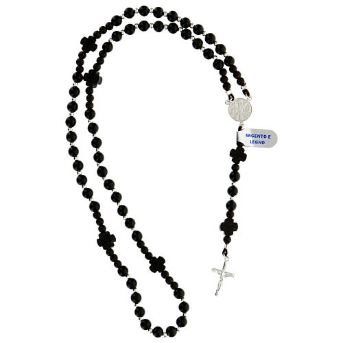 Rosary of 925 silver with black wood 5 mm beads and crosses with Chi-Rho 4