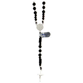 Rosary silver 925 black wood Chi Rho crosses 5 mm