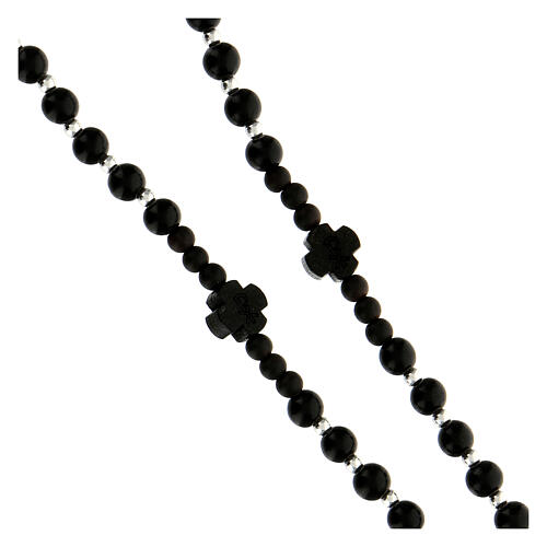 Rosary silver 925 black wood Chi Rho crosses 5 mm 3