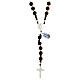 Rosary of 925 silver with satin dark wood 8 mm beads, Chi-Rho medal and Saint Benedict cross s1