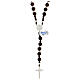 Rosary of 925 silver with satin dark wood 8 mm beads, Chi-Rho medal and Saint Benedict cross s2