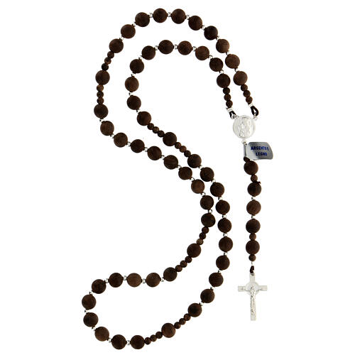 Różaniec srebro 925 drewno satynowane, brązowy Chi Rho 8 mm 4