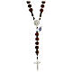 Rosary of 925 silver with cylindrical wood beads of 7 mm, Chi-Rho medal and Saint Benedict cross s1