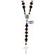 Rosary of 925 silver with cylindrical wood beads of 7 mm, Chi-Rho medal and Saint Benedict cross s2