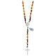 Rosary of 925 silver with oval olivewood beads of 8 mm, Chi-Rho medal and Saint Benedict cross s1