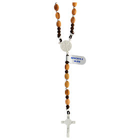 Rosary with Chi Rho 925 silver olive tree beads with Saint Benedict cross 8 mm