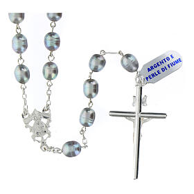 Rosary of 925 silver with 8 mm grey freshwater pearls