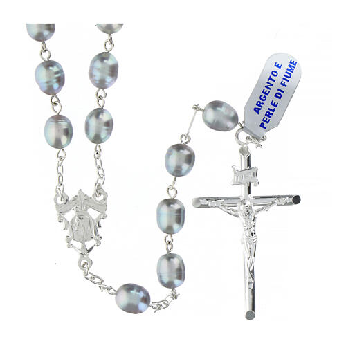 Rosary of 925 silver with 8 mm grey freshwater pearls 1