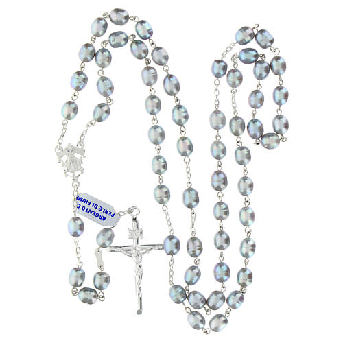 925 silver rosary with gray river pearls 8 mm 4