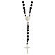 Rosary of 925 silver with black wood beads of 6 mm, Chi-Rho medal and Saint Benedict cross s1