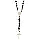 Rosary of 925 silver with black wood beads of 6 mm, Chi-Rho medal and Saint Benedict cross s2