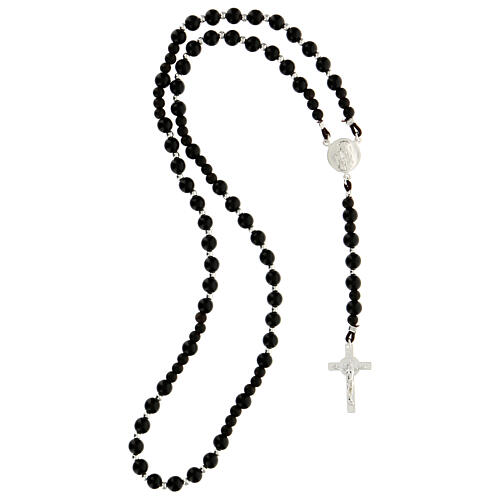 Różaniec srebro 925 czarne drewno, Chi Rho 4