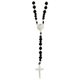 Rosary silver 925 black wood Chi Rho Maria 6 mm