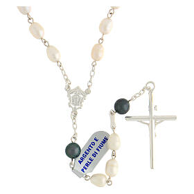 Rosary in 925 silver with 8 mm oval freshwater pearls and two-sided centerpiece image