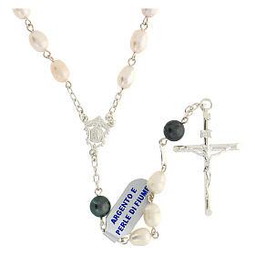 Rosary in 925 silver with 8 mm oval river pearls and two-sided centerpiece image