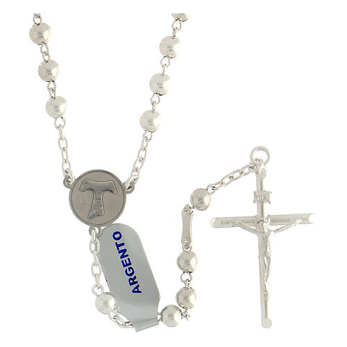 Rosary of 925 silver with 5 mm beads and tau medal 1